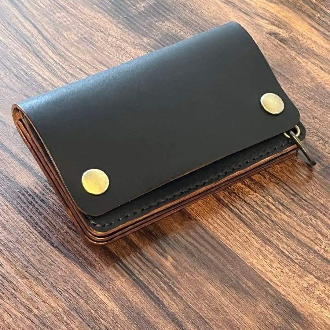 茶芯　トラッカーウォレット　栃木レザー　003