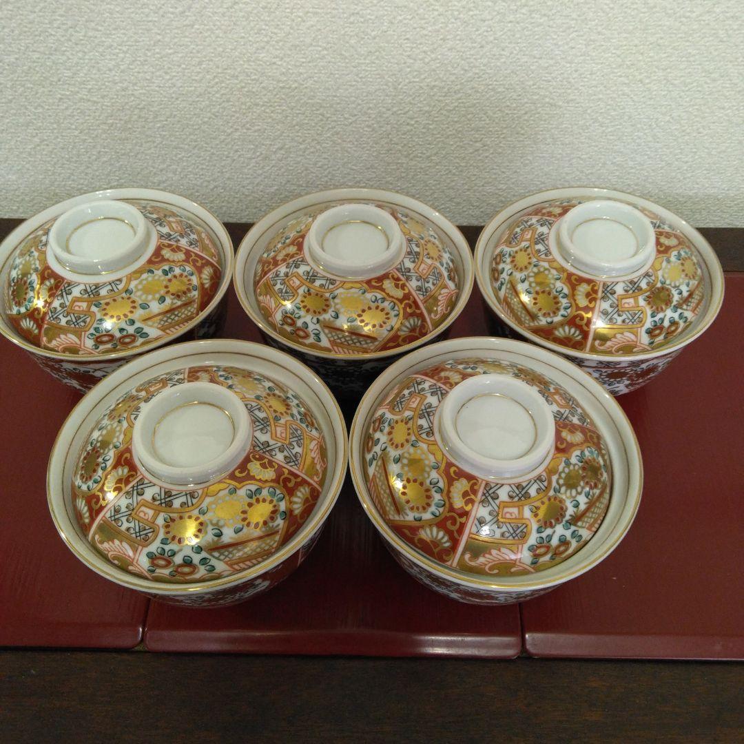 （専用）有田焼　龍峰窯　味楽錦蓋物碗揃　金彩赤絵　5客