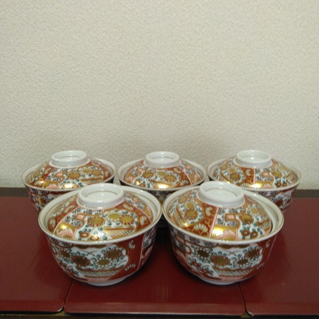 （専用）有田焼　龍峰窯　味楽錦蓋物碗揃　金彩赤絵　5客