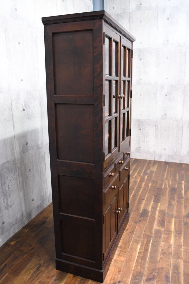 EFK23 北海道民芸家具 食器棚 W90cm カップボード カバ/樺 無垢材