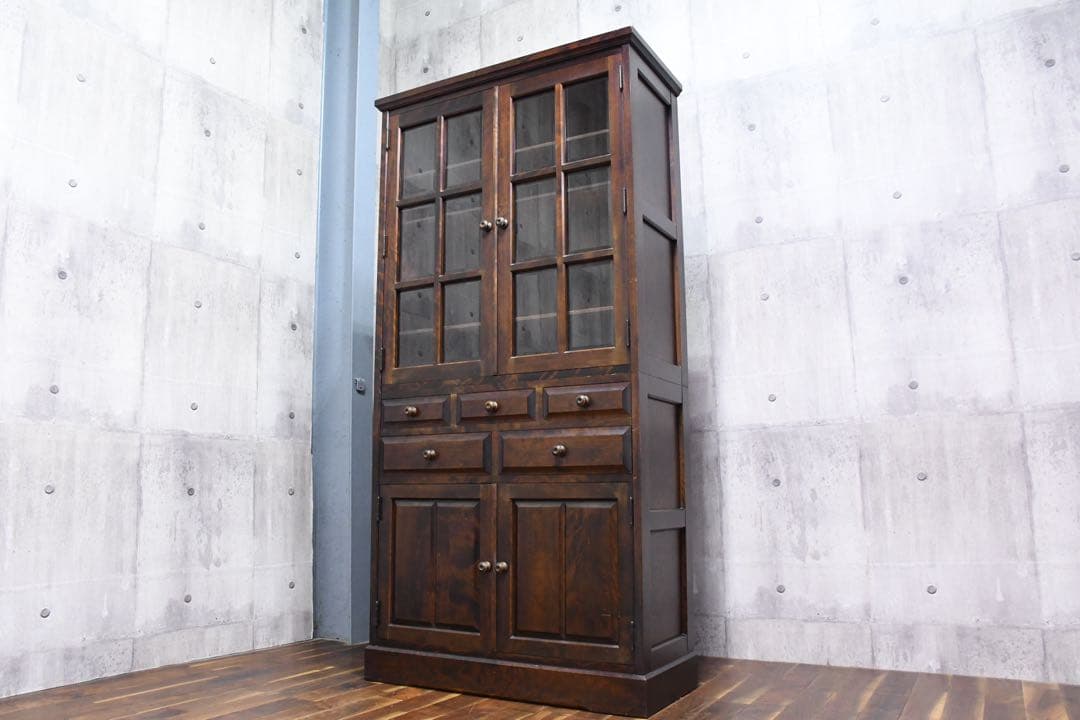 EFK23 北海道民芸家具 食器棚 W90cm カップボード カバ/樺 無垢材