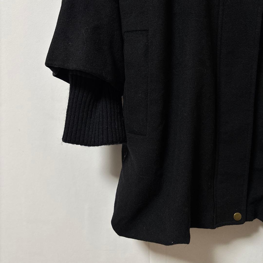 BEARDSLEY ビアズリー【Ｆ】膝丈コート ブラック フード ライナー 毛混