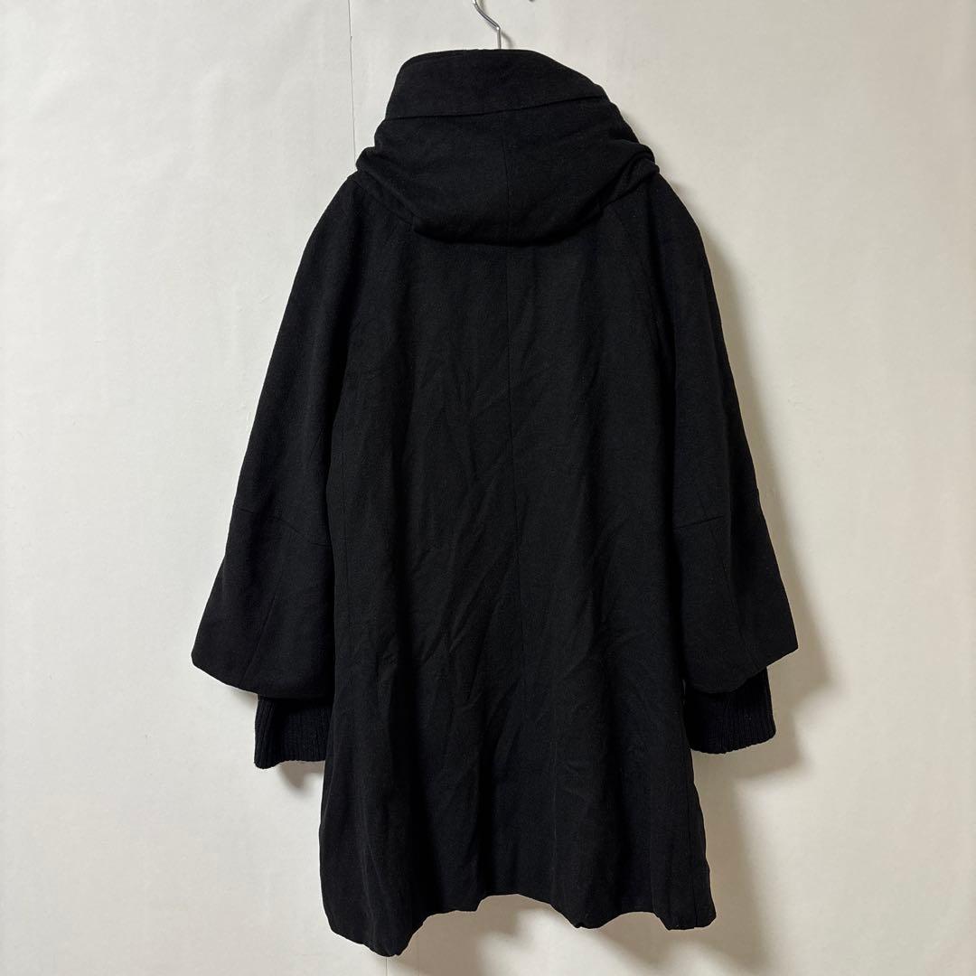 BEARDSLEY ビアズリー【Ｆ】膝丈コート ブラック フード ライナー 毛混