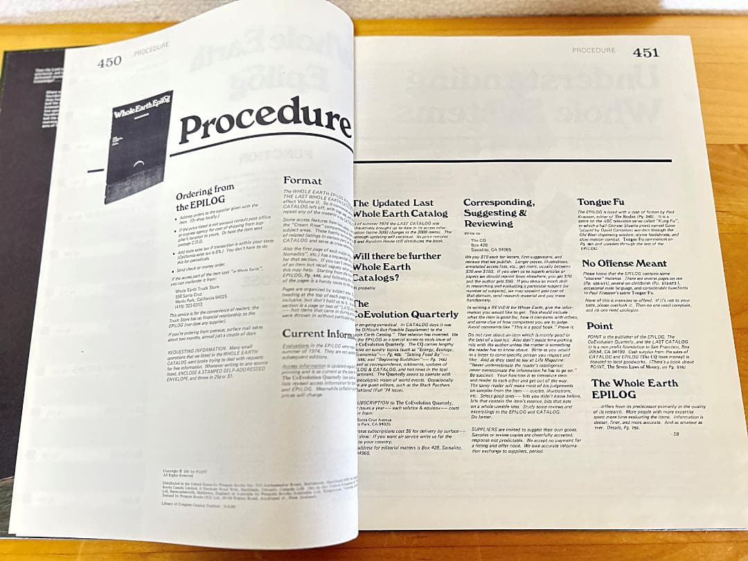 ハードカバー Whole Earth Epilog ホールアースエピローグ 初版
