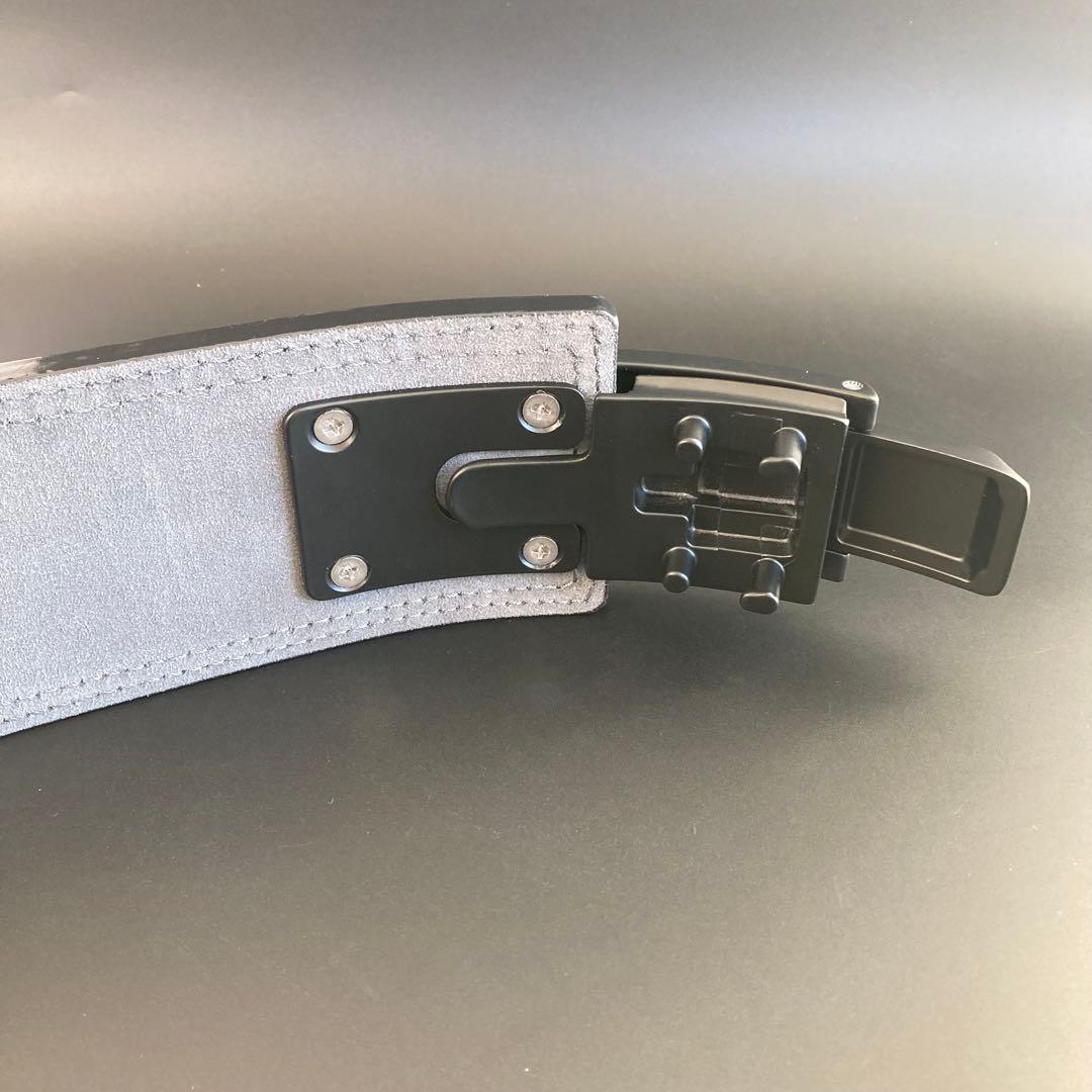 パワーベルト レバーアクション Sサイズ ワンタッチ可変式 本革 緑 黒ステッチ