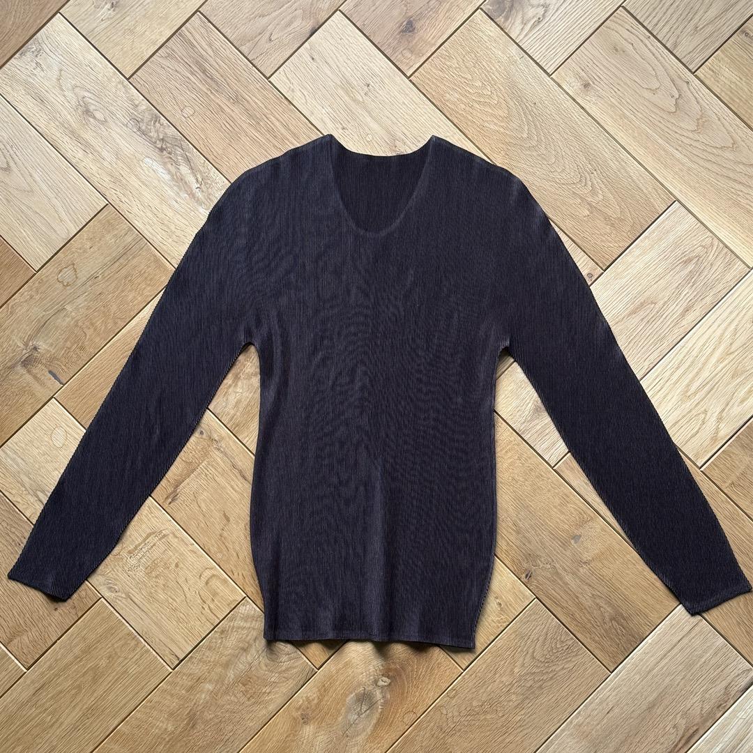 イッセイミヤケ【プリーツ プリーズ】カットソー長袖／こげ茶