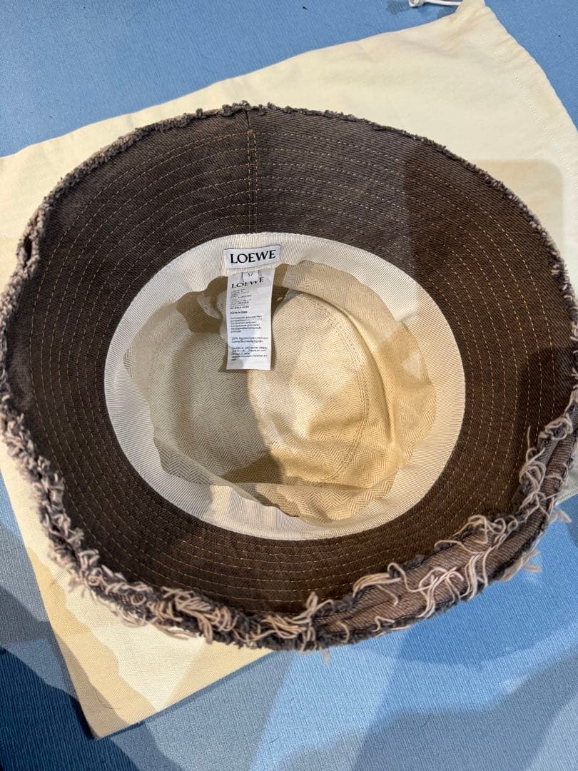 極美品！LOEWE ロエベ ハット　バケットハット ロゴ デニム 革 帽子