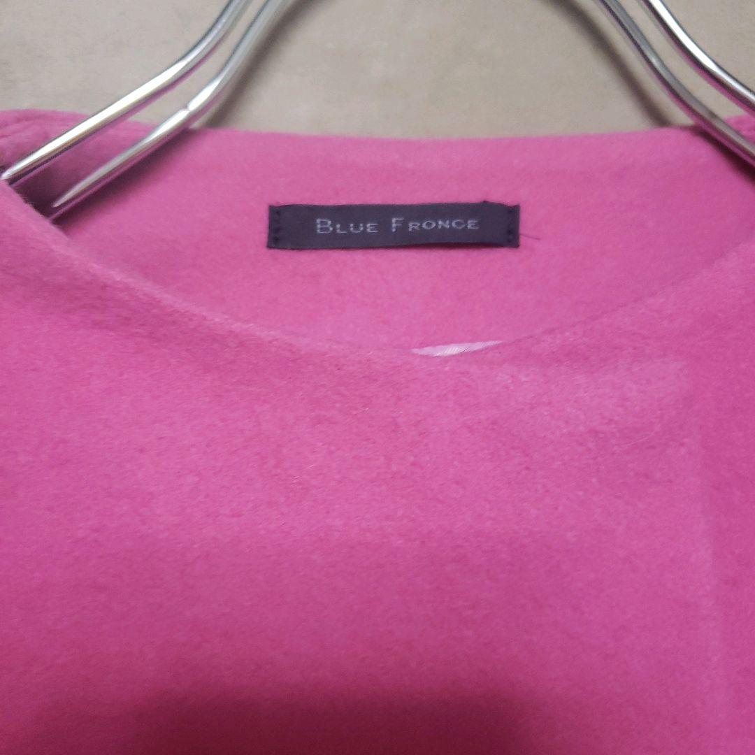 ローブbluefronceウールノーカラーコート ピンク新品タグ付きイタリア生地