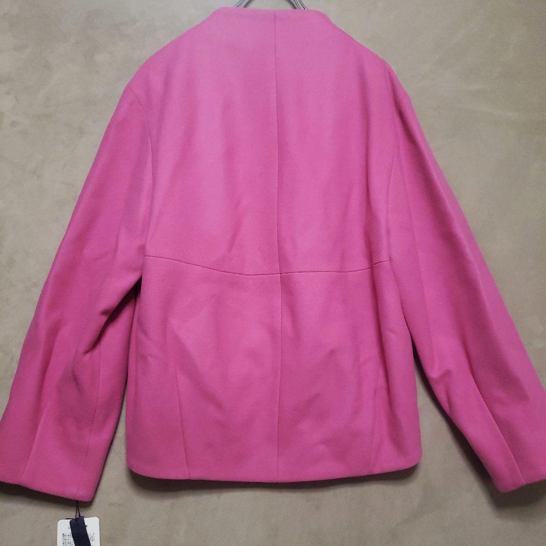 ローブbluefronceウールノーカラーコート ピンク新品タグ付きイタリア生地