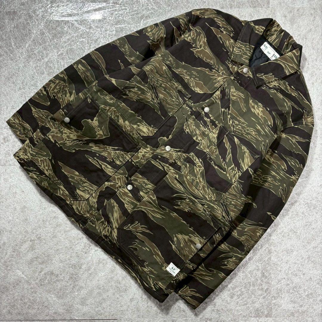 ササフラス カモフラ 中綿 カバーオール ジャケット カーキ XL 日本製