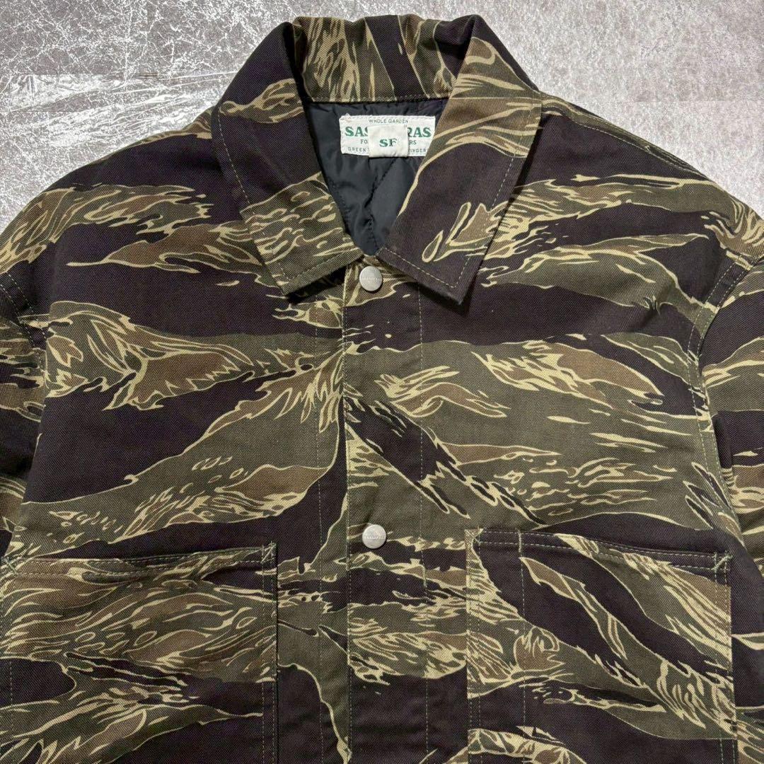 ササフラス カモフラ 中綿 カバーオール ジャケット カーキ XL 日本製
