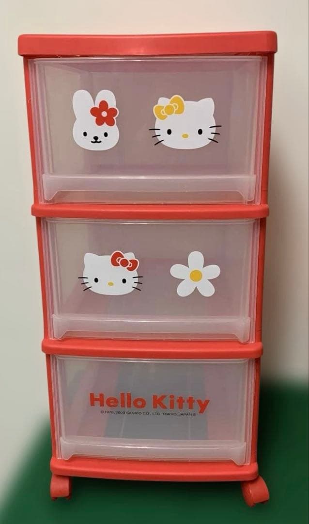 ⭐︎ハローキティ 2000 三段チェスト 収納ボックス 収納ケース レトロ 激レア