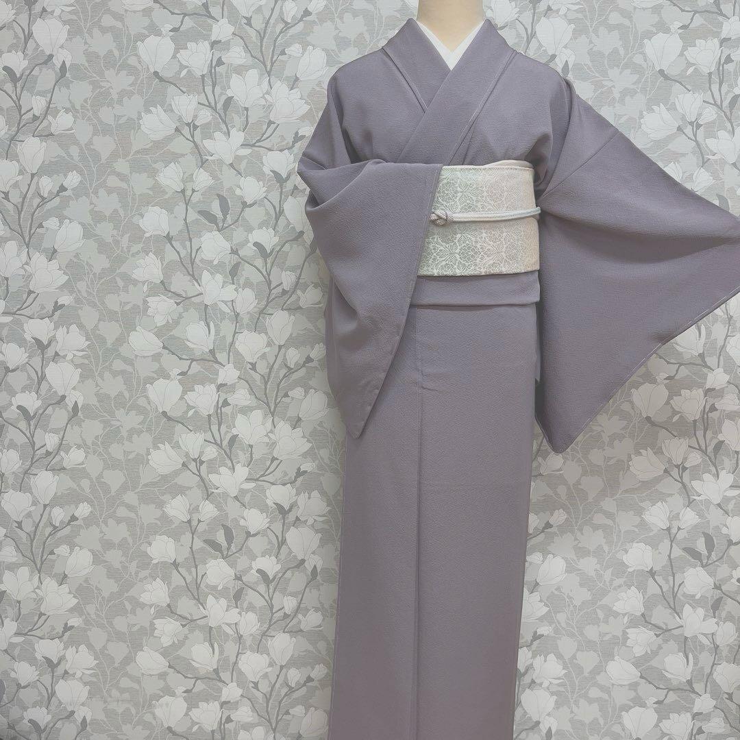 正絹 色無地 淡青紫(未使用品)草木染作家 圓啓【健勝苑】