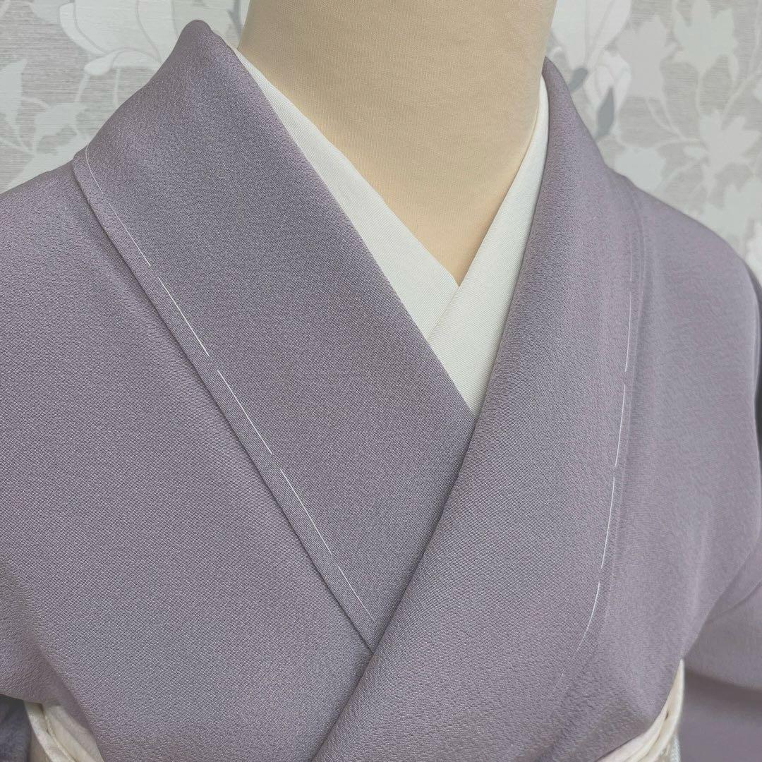 正絹 色無地 淡青紫(未使用品)草木染作家 圓啓【健勝苑】