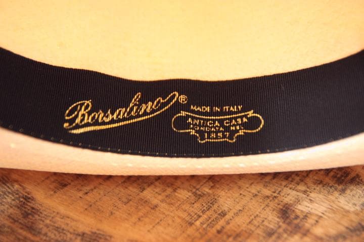 Borsalino ボルサリーノ 幅広ブリム パナマハット 麦わら帽子 M 白
