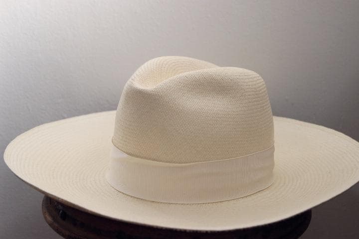Borsalino ボルサリーノ 幅広ブリム パナマハット 麦わら帽子 M 白