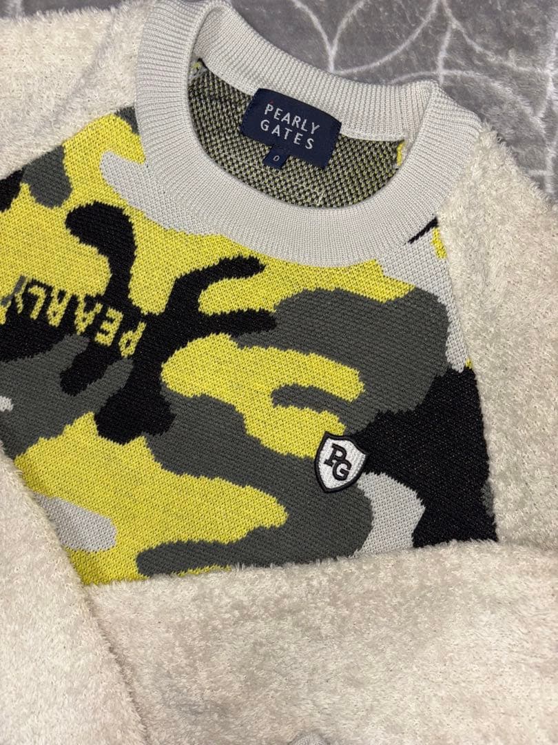 （超美品）パーリーゲイツ、迷彩柄シリーズ、異素材ニット、セットアップ、サイズ0