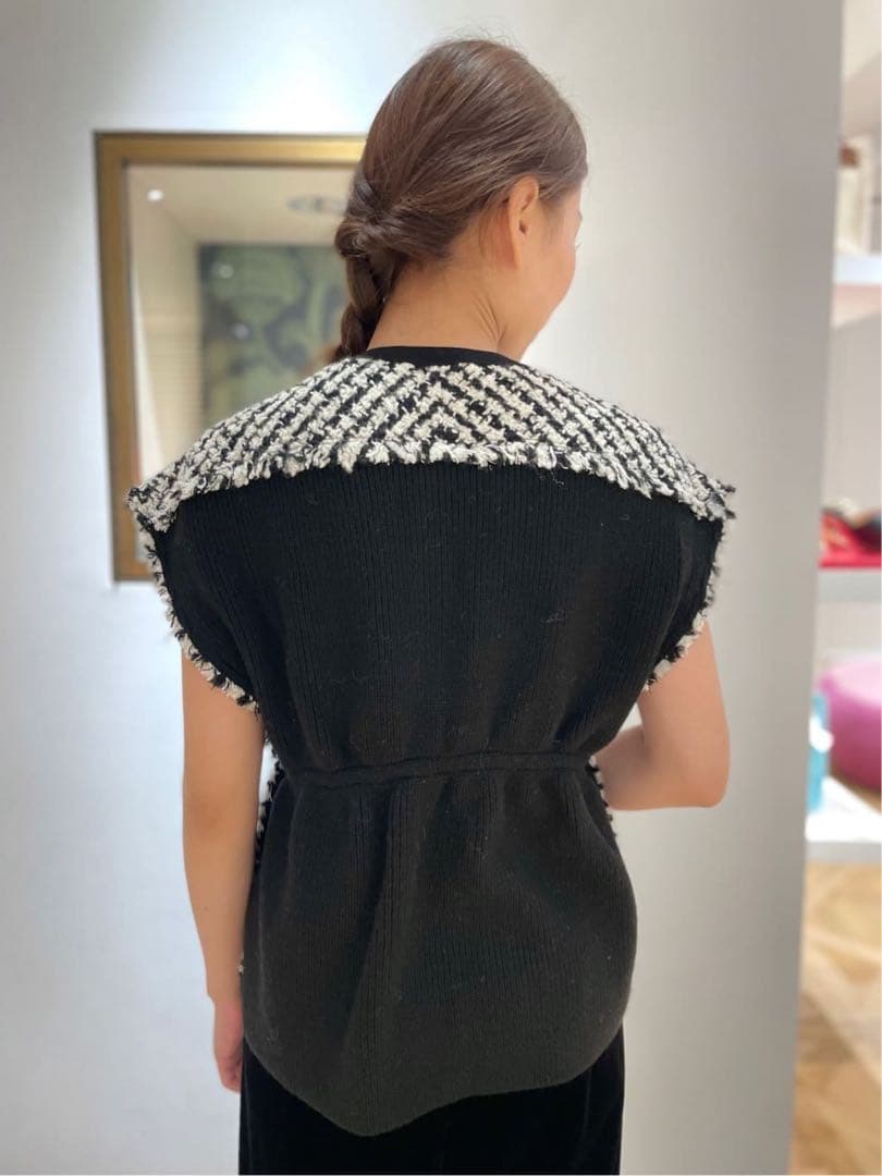 Ballsey美品⭐️ニットコンビツイードフレンチスリーブジレトゥモローランド