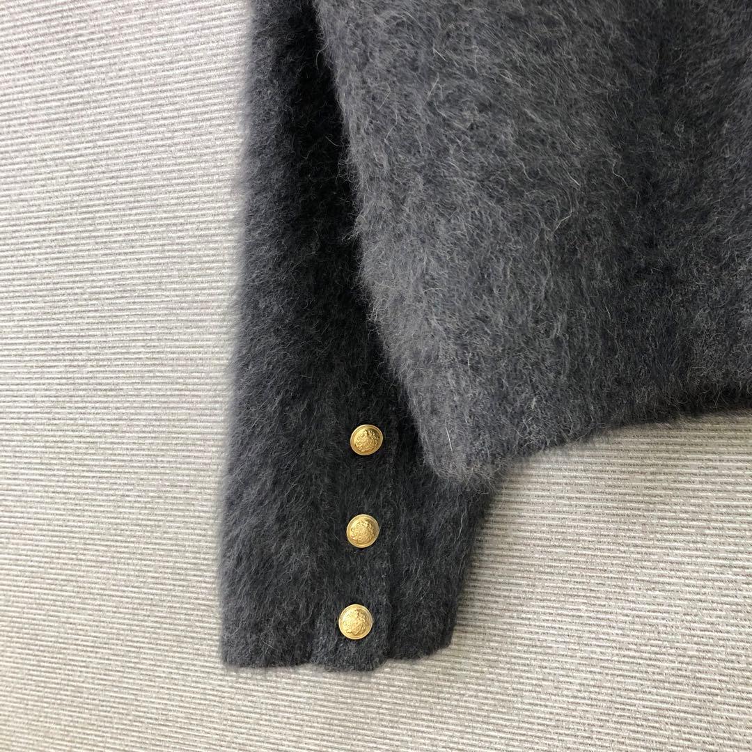 Whim Gazette カシミヤ混ファーニットジャケット ダークグレー