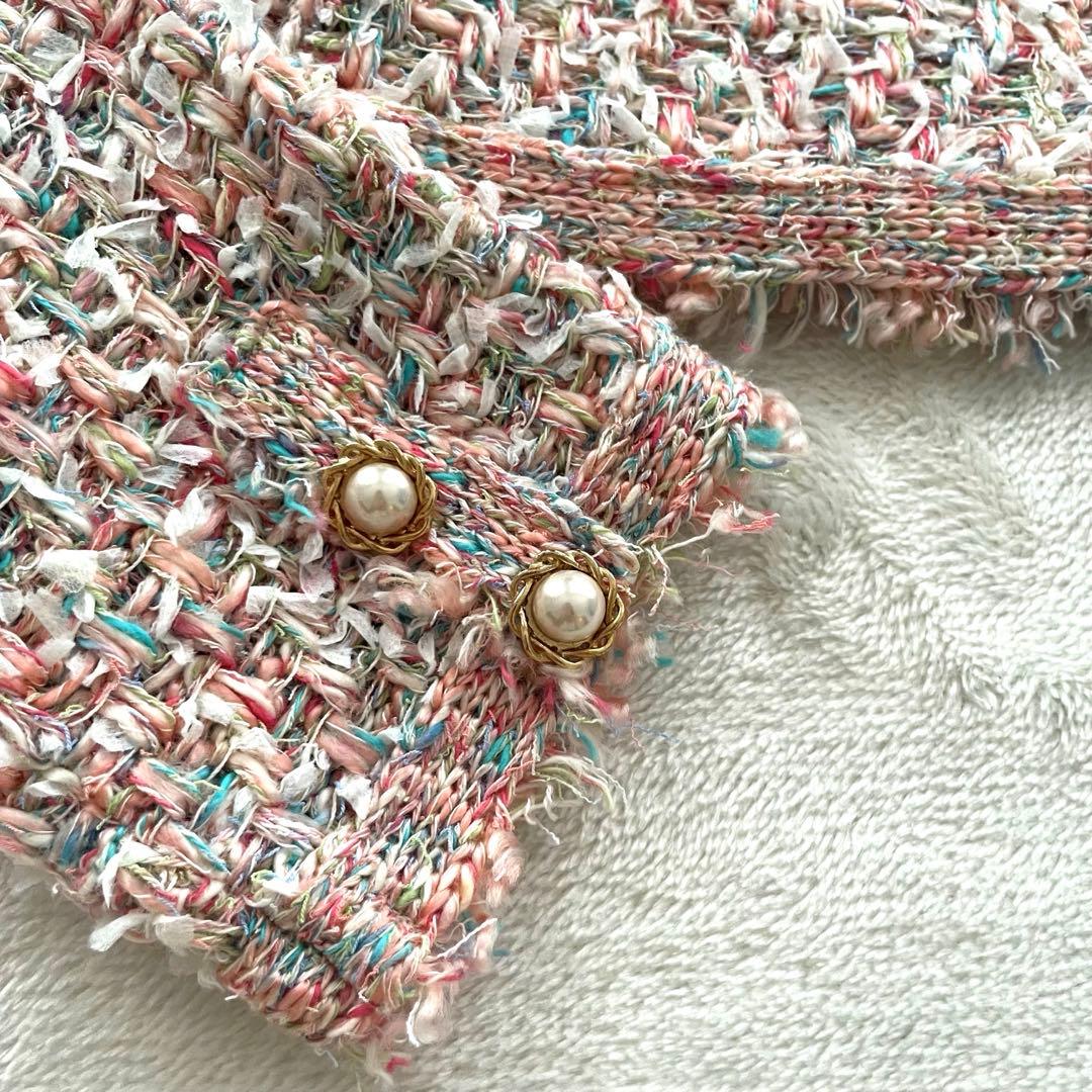 新品未使用♡LOUNID ツイード　ノーカラー　ジャケット　マルチカラー