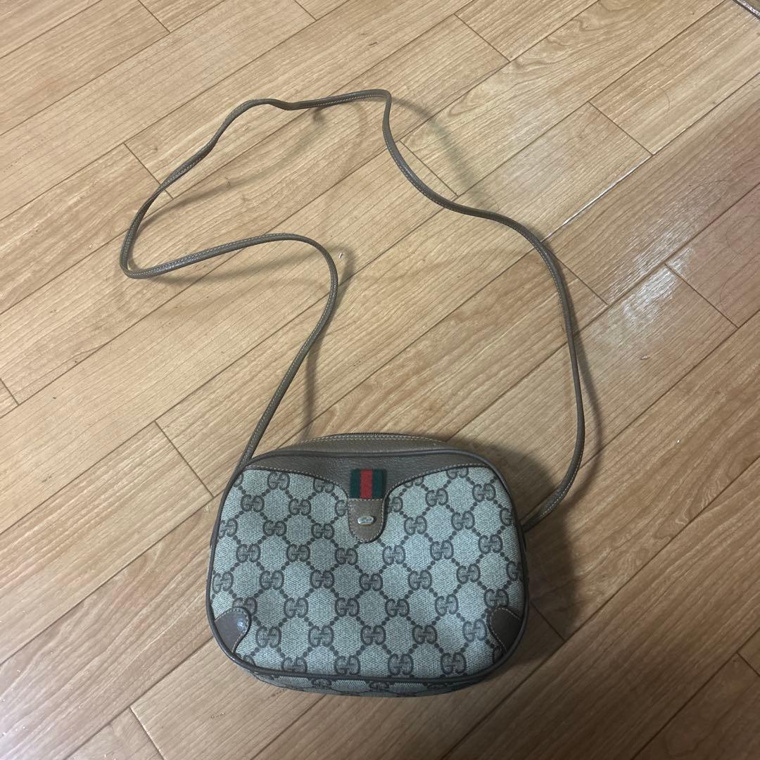 オールドグッチ GG 金具 レザー ショルダーバッグ シェリーライン