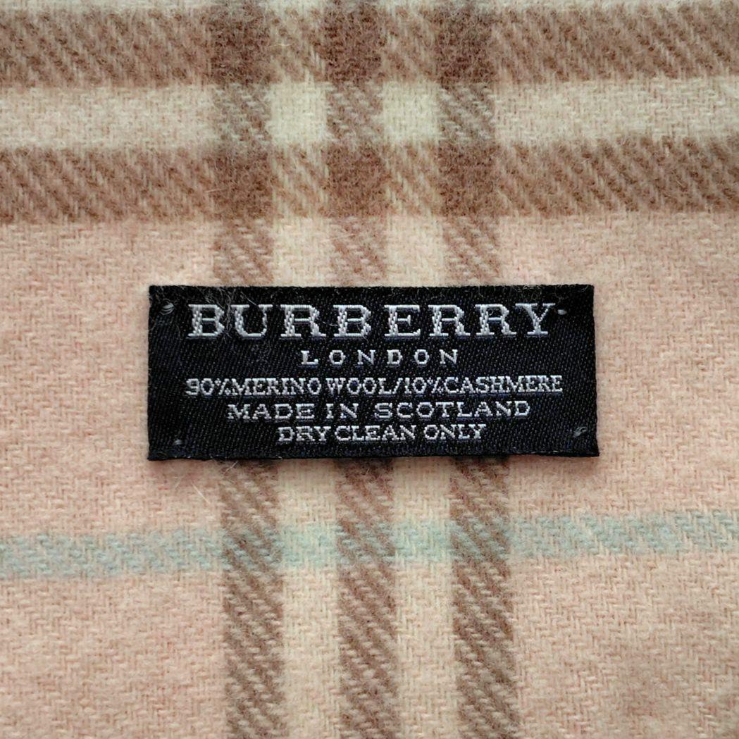 極美品✨️バーバリーロンドン　ウール　カシミヤ　マフラー　ピンク　ホースロゴ刺繍