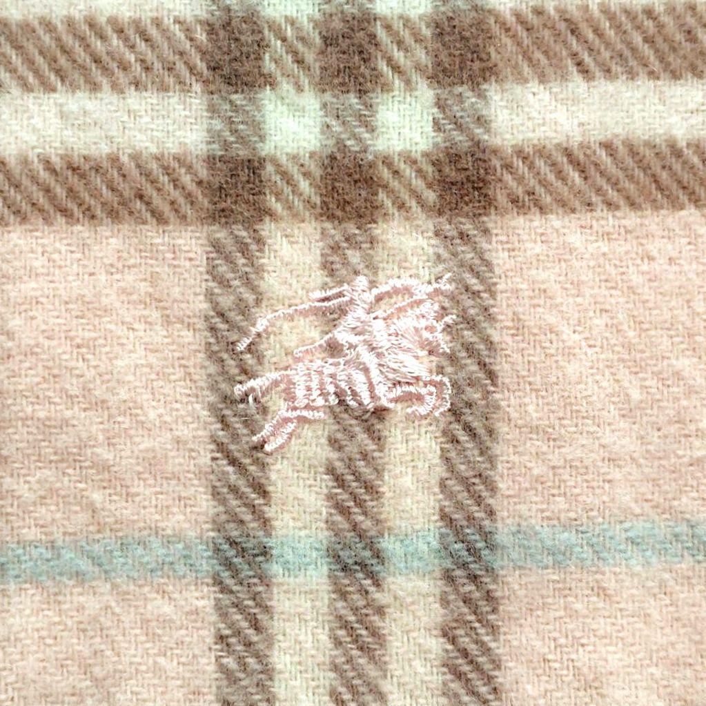 極美品✨️バーバリーロンドン　ウール　カシミヤ　マフラー　ピンク　ホースロゴ刺繍