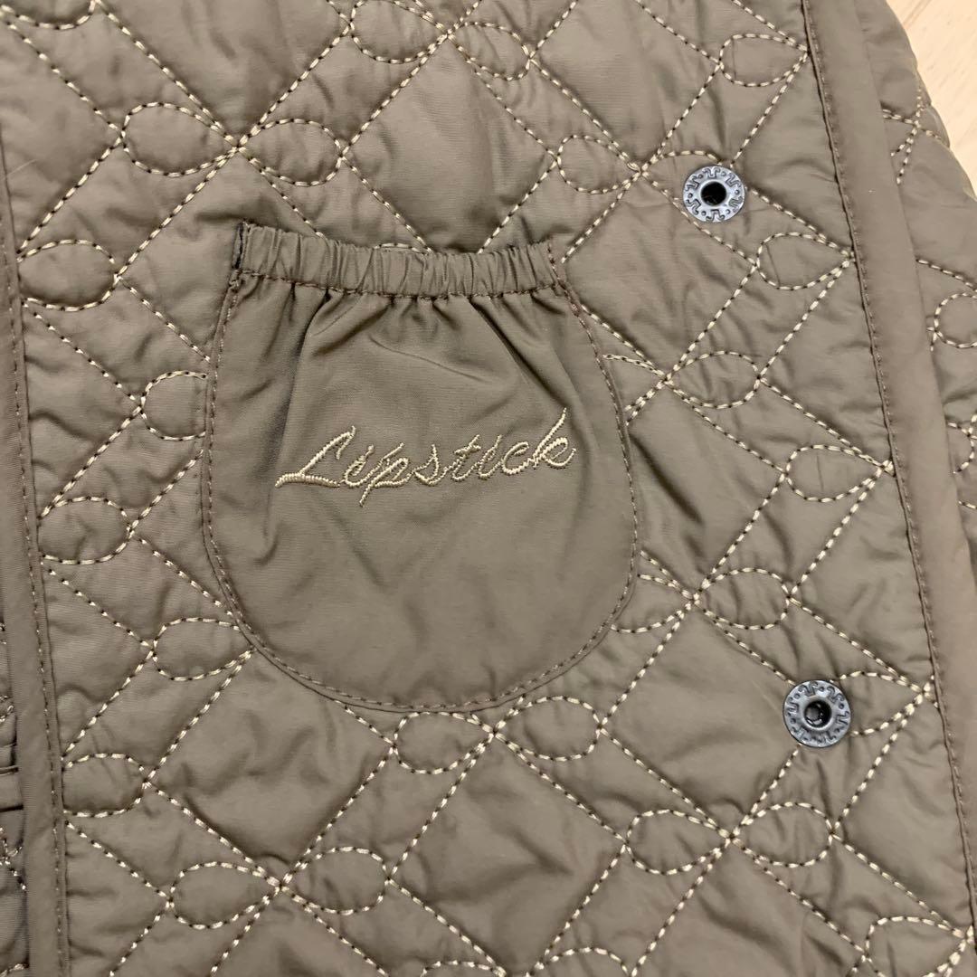 アニヤハインドマーチ　キルティングコート　リボン柄　ブラウン　中綿入り