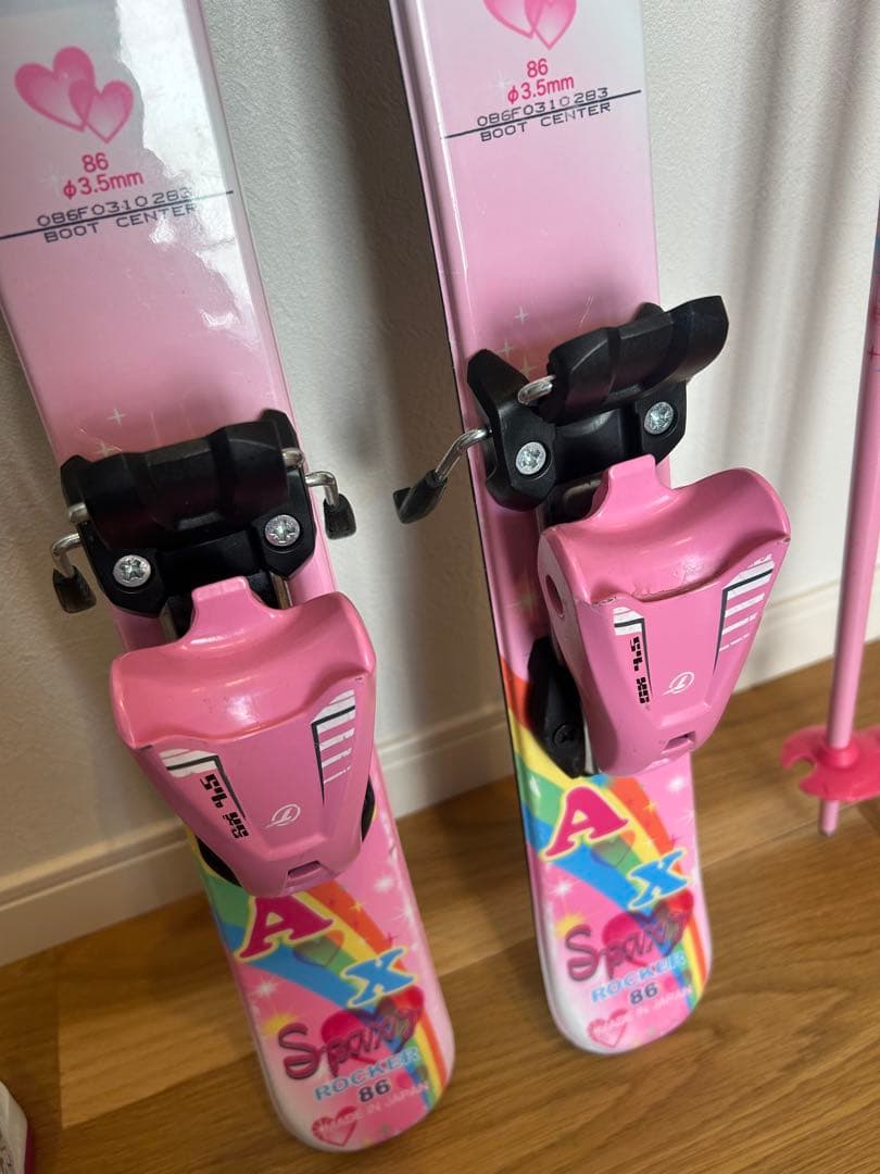 スキー板、ストック、ブーツ3点セット