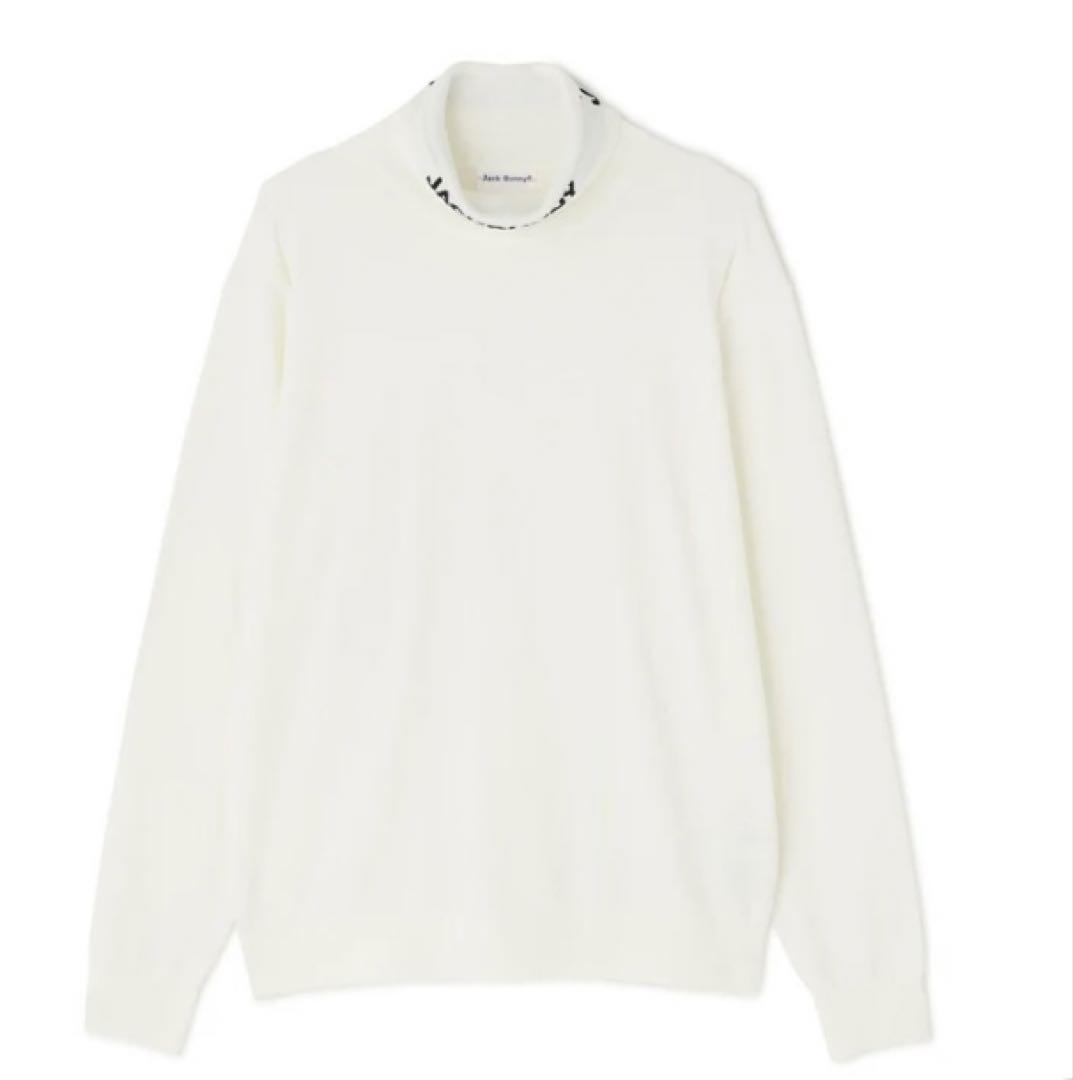 新品 ジャックバニー カシミヤタッチタートルネックニット(6)サイズLL/白