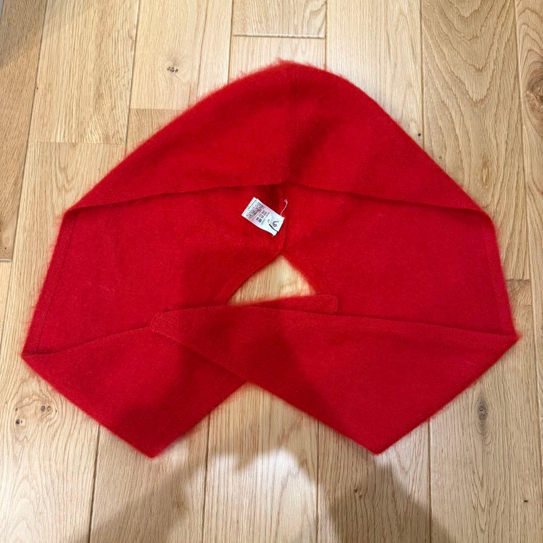 6 roku カシミヤ フードストール アカ