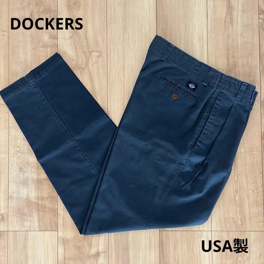 90's USA製 DOCKERS Tuck Cotton Slacks W33