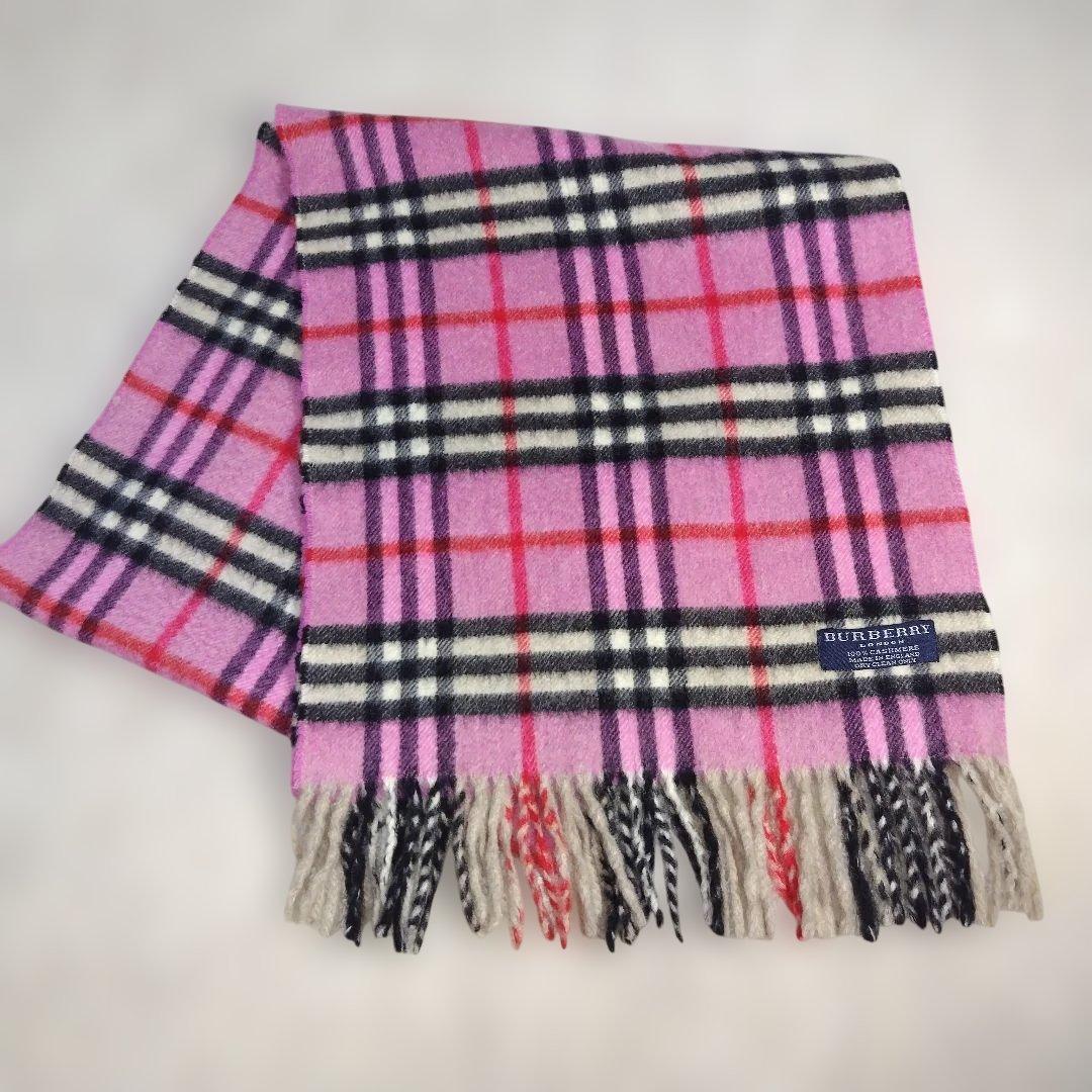 BURBERRY　LONDON カシミヤ100% マフラー チェック　ピンク