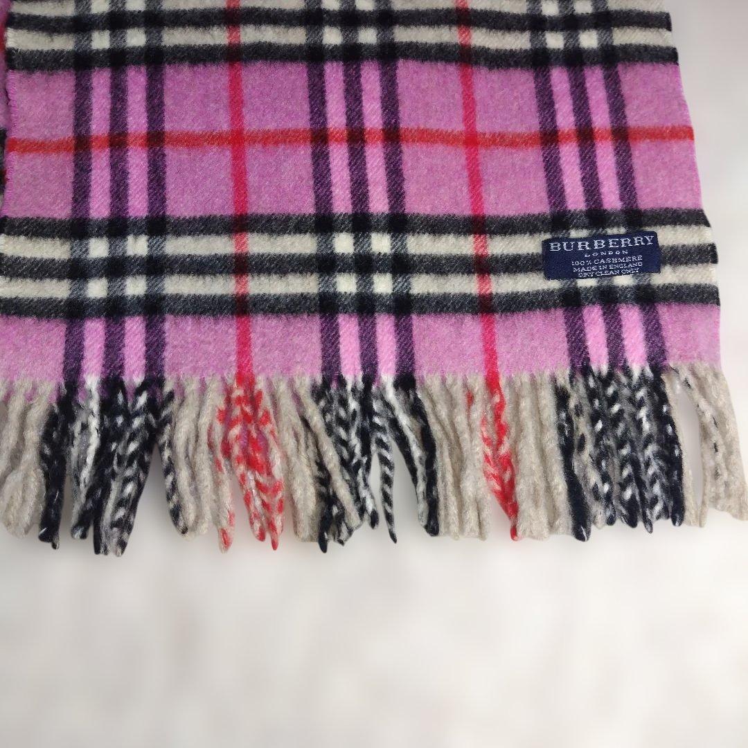 BURBERRY　LONDON カシミヤ100% マフラー チェック　ピンク