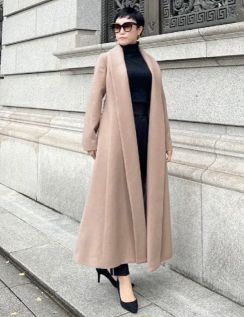 【店クリーニング済】JENNE日本製ウールコートSライトベージュ