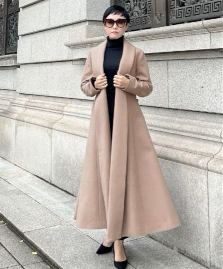 【店クリーニング済】JENNE日本製ウールコートSライトベージュ