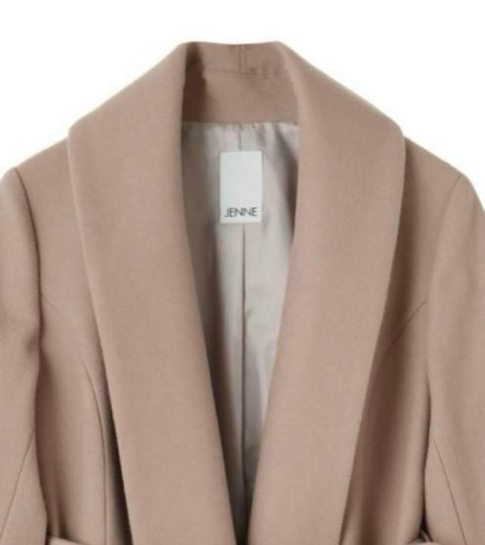 【店クリーニング済】JENNE日本製ウールコートSライトベージュ