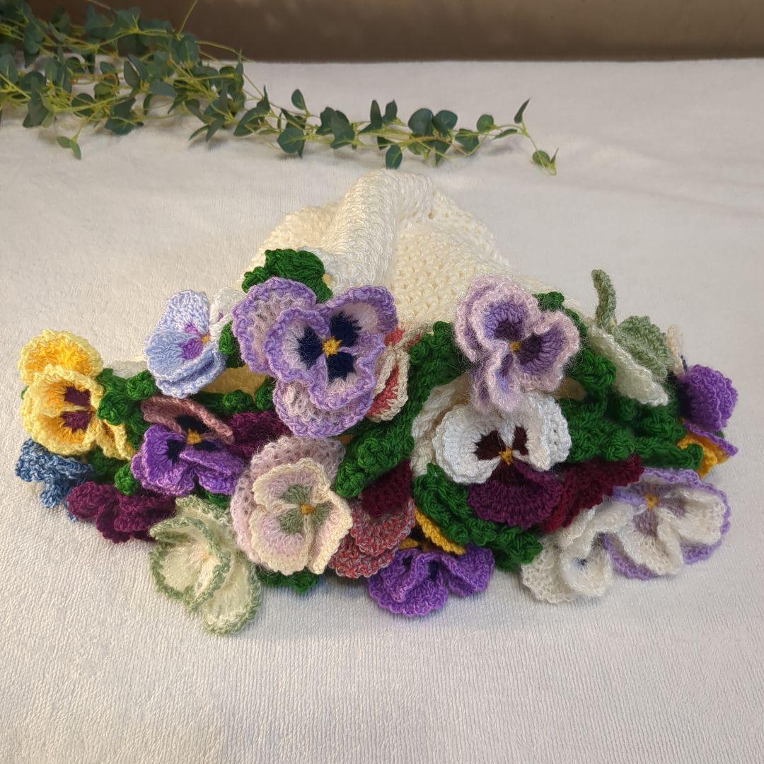 か*ん様 ブーケブランケット 花束ブランケット パンジー リボン