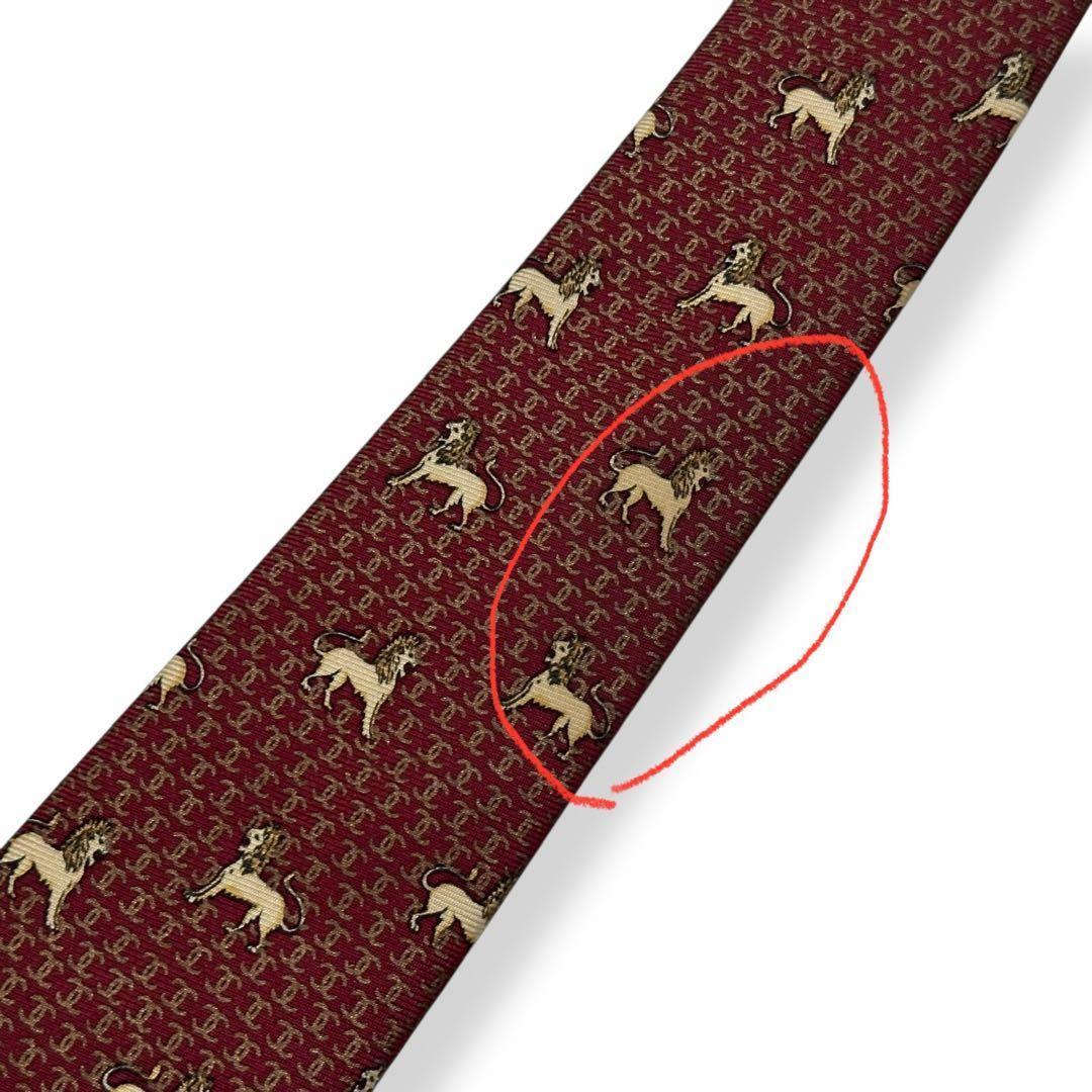 良品✨CHANEL ネクタイ　シャネル　ココマーク　ライオン　ボルドー　【D】