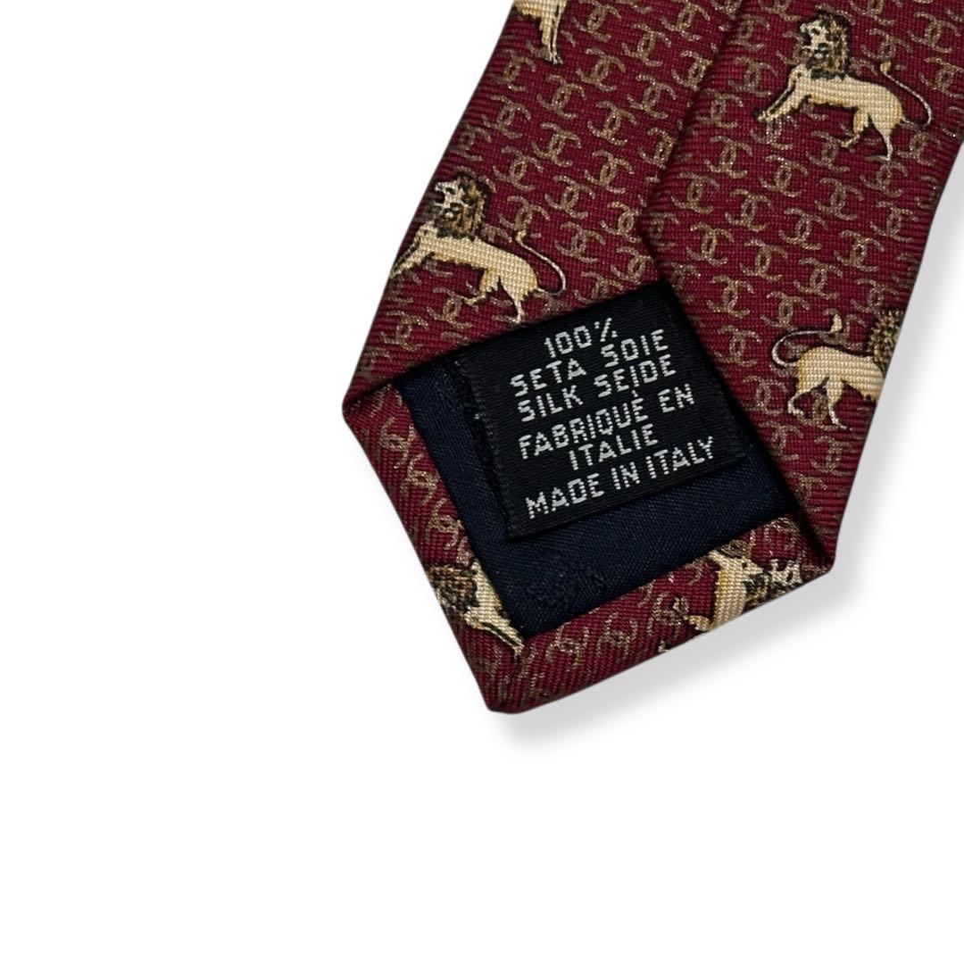 良品✨CHANEL ネクタイ　シャネル　ココマーク　ライオン　ボルドー　【D】