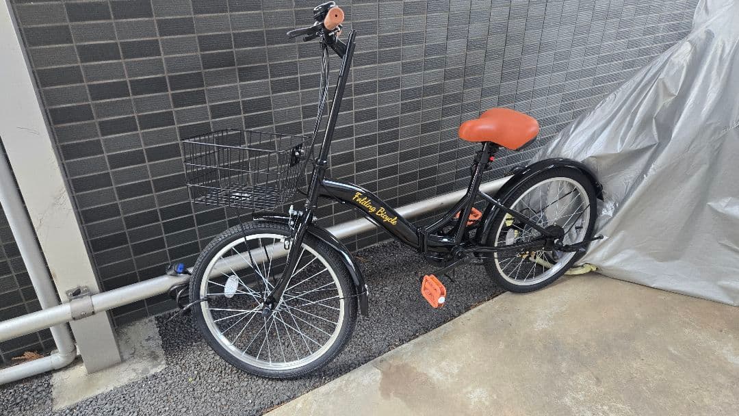 折りたたみ自転車 黒 茶色サドル