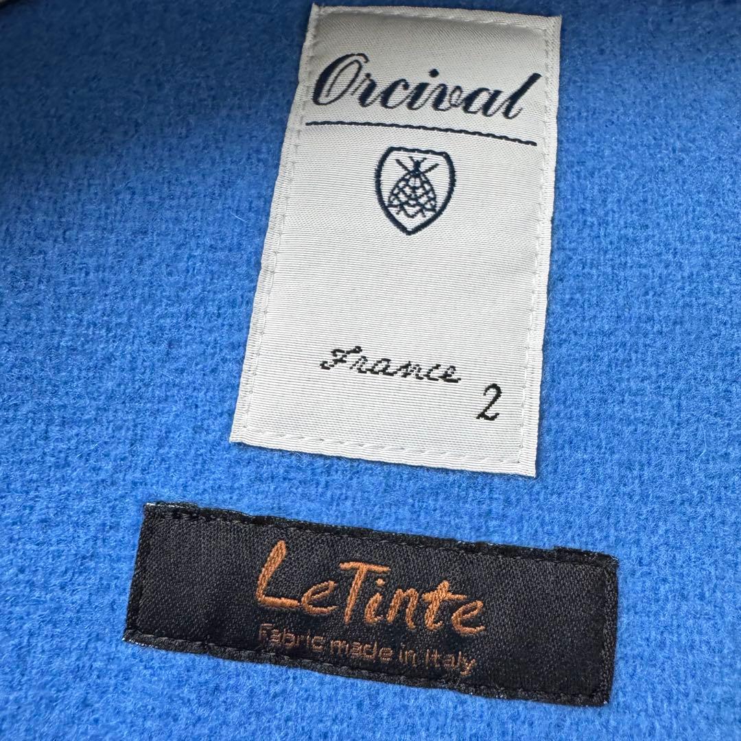 希少カラー★オーシバル LeTinte ヘリンボーン ダッフルコート ブルー M