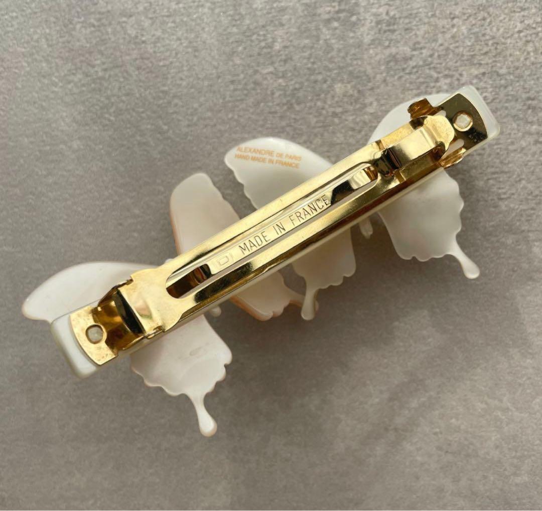 希少★ アレクサンドルドゥパリ バタフライ 蝶 ラメ入り バレッタ アーチ