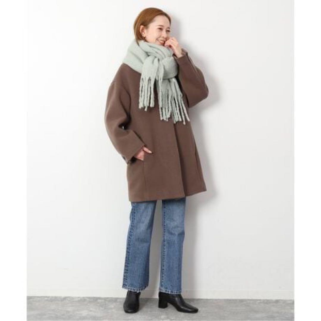 美品23AW✨スローブイエナ ウールダブルモッサ ノーカラーショートコート M