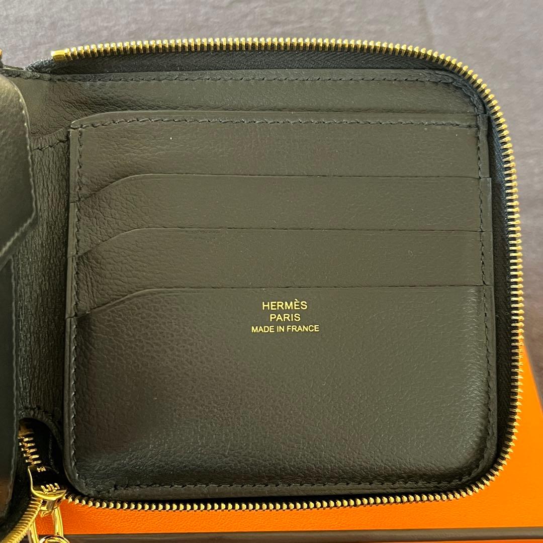 HERMES エルメス ジップアンゴーⅡ シェーヌダンクル 黒×ゴールド金具