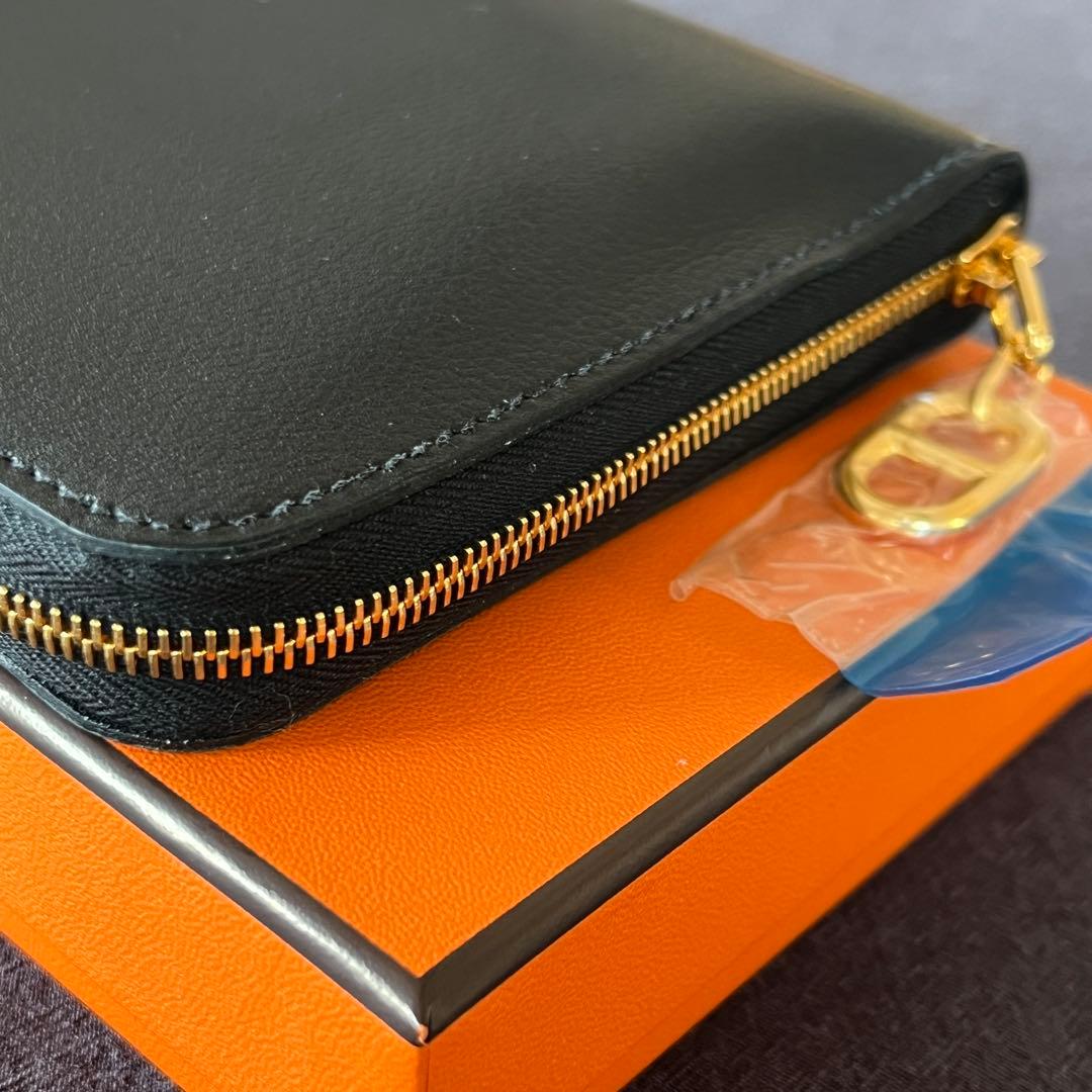 HERMES エルメス ジップアンゴーⅡ シェーヌダンクル 黒×ゴールド金具