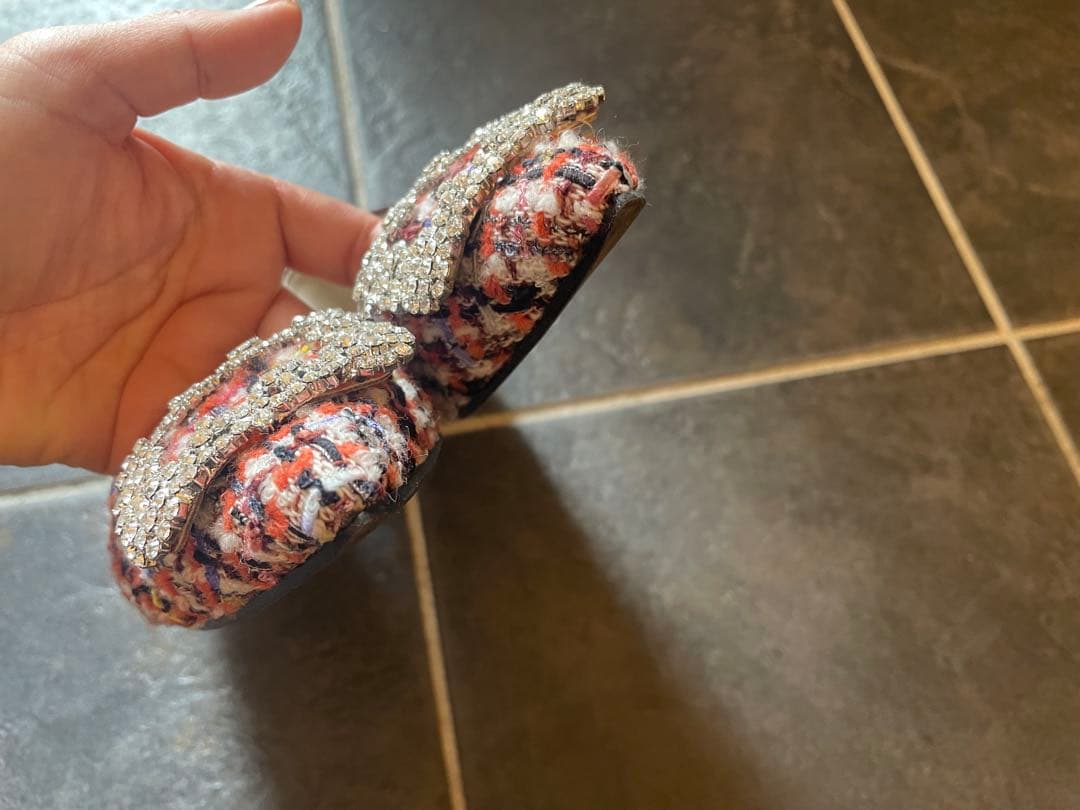 OHGA フラットシューズ ビジュー付き