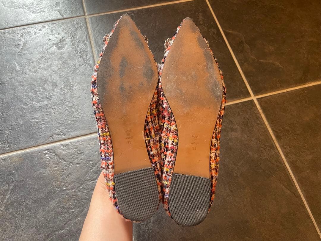 OHGA フラットシューズ ビジュー付き