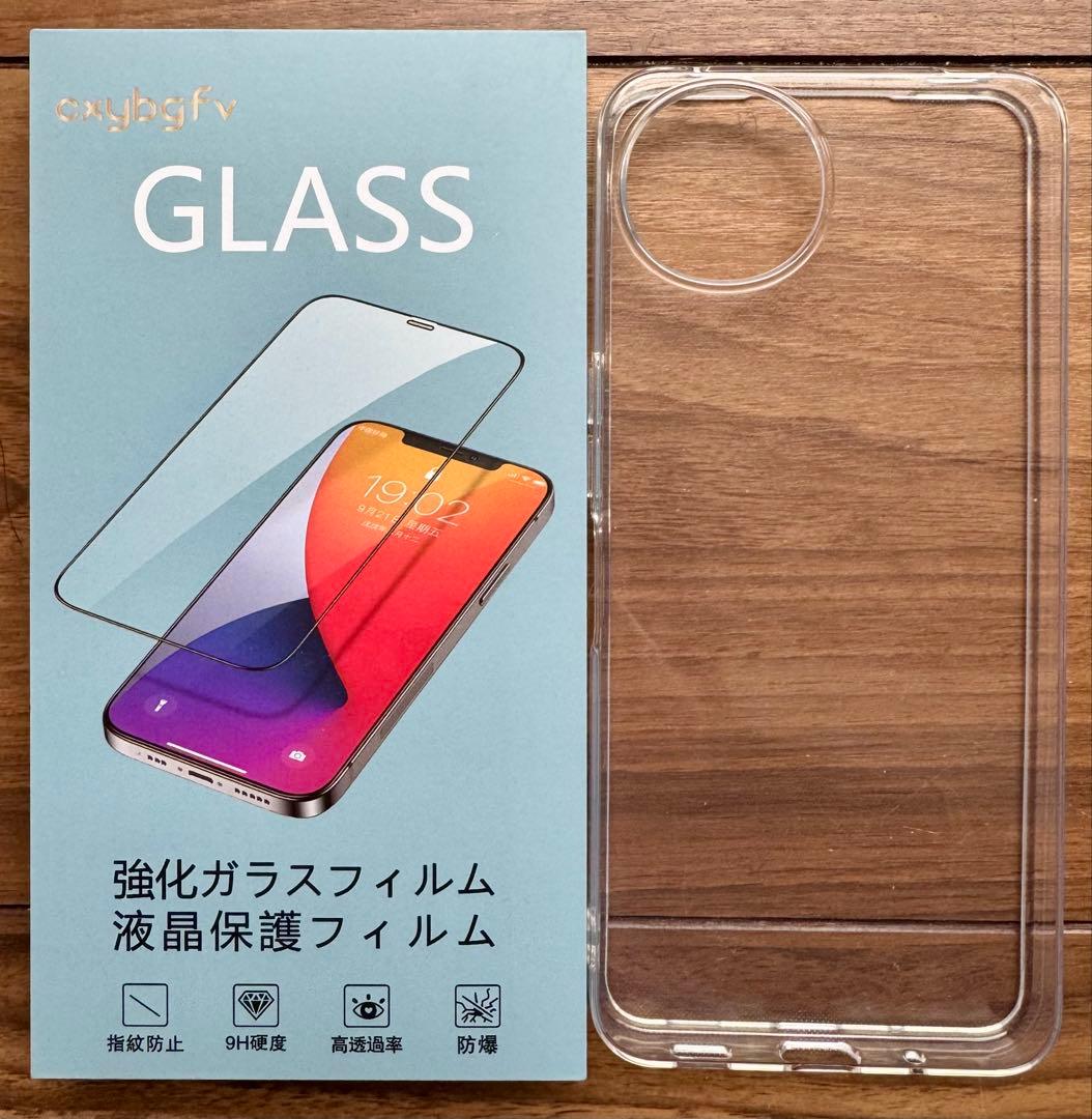 AQUOS wish 5 ブラック 透明ケース 保護フィルム付き