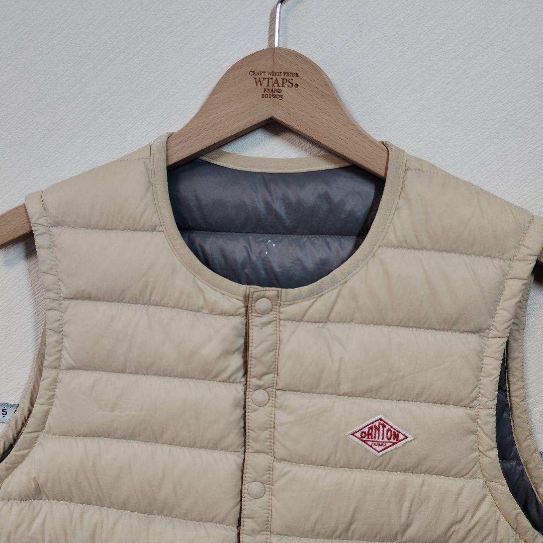 DANTON ベージュ キルティングダウンベスト